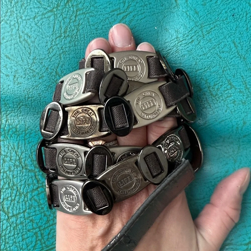 Vintage Suzie Roher life the great naturalist metal plate stretch statement belt